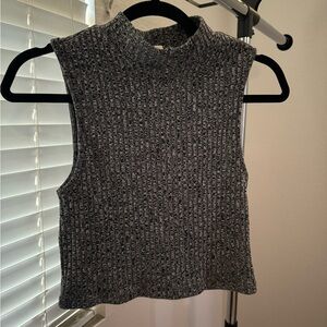 Express one eleven black and grey high neck crop top size large